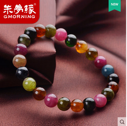 朱夢緣 糖果多彩碧璽手鏈女款單圈水晶飾品手串