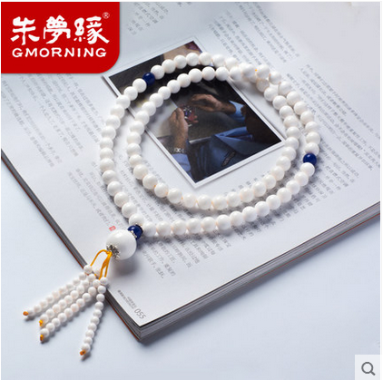 天然白硨磲毛衣鏈 女士民族風(fēng)長款項鏈百搭簡約