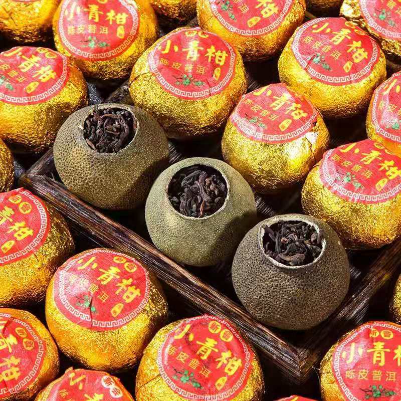 正宗新會(huì)小青柑陳皮普洱茶特級(jí)柑普茶小青橘桔普茶500g木桶禮盒裝