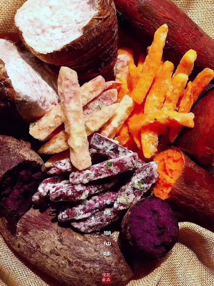 潮汕特產(chǎn)小吃糖霜反沙芋頭條休閑零食脆香酥紫薯條蔥香番薯條食品